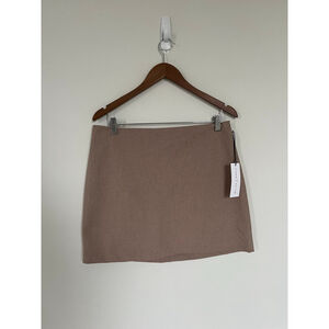 Tan Mini Skirt Maison d'Amélie Brown Black Plaid Mini Skirt Stretch Lined
